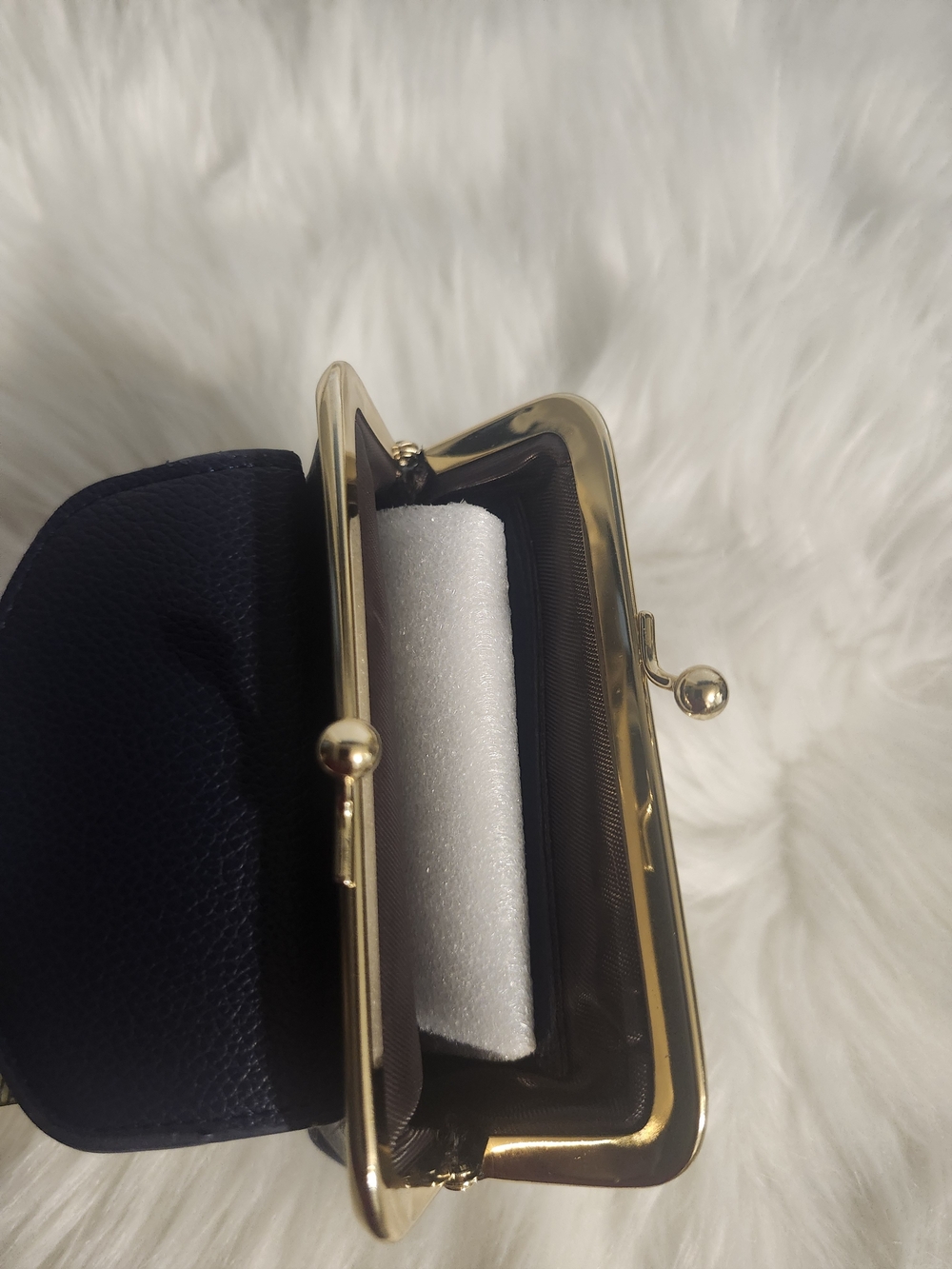 SOLD‼️ - Classic Navy Blue Leather Kiss Lock Coin Purse/ Wallet - Picture 7 of 8